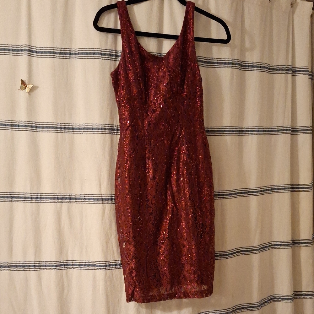 George Sparkling Burgundy Mini Dress
